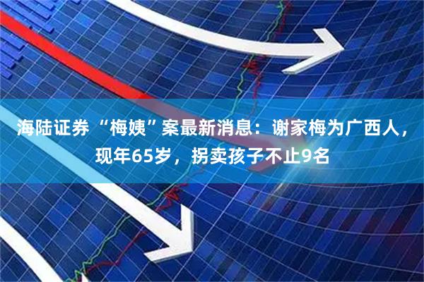 海陆证券 “梅姨”案最新消息：谢家梅为广西人，现年65岁，拐卖孩子不止9名