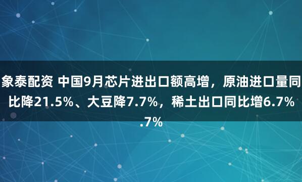 象泰配资 中国9月芯片进出口额高增，原油进口量同比降21.5%、大豆降7.7%，稀土出口同比增6.7%